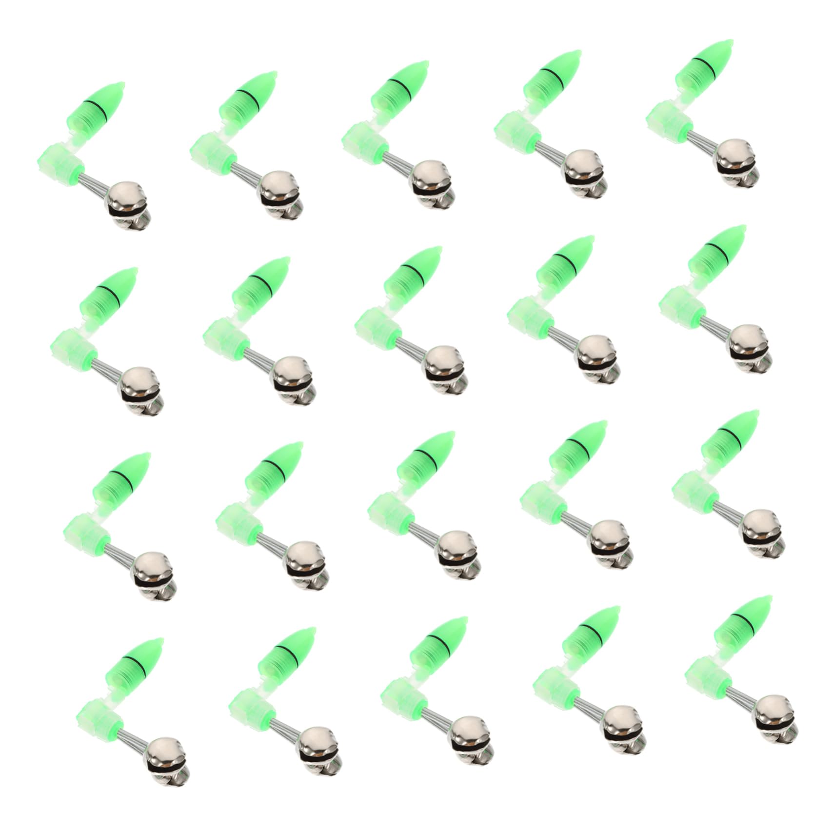 Hemoton Fishing Rod Bells 20 Sets Bait Alarms Led Night Fishing Accessories Fish Wire Indicators
