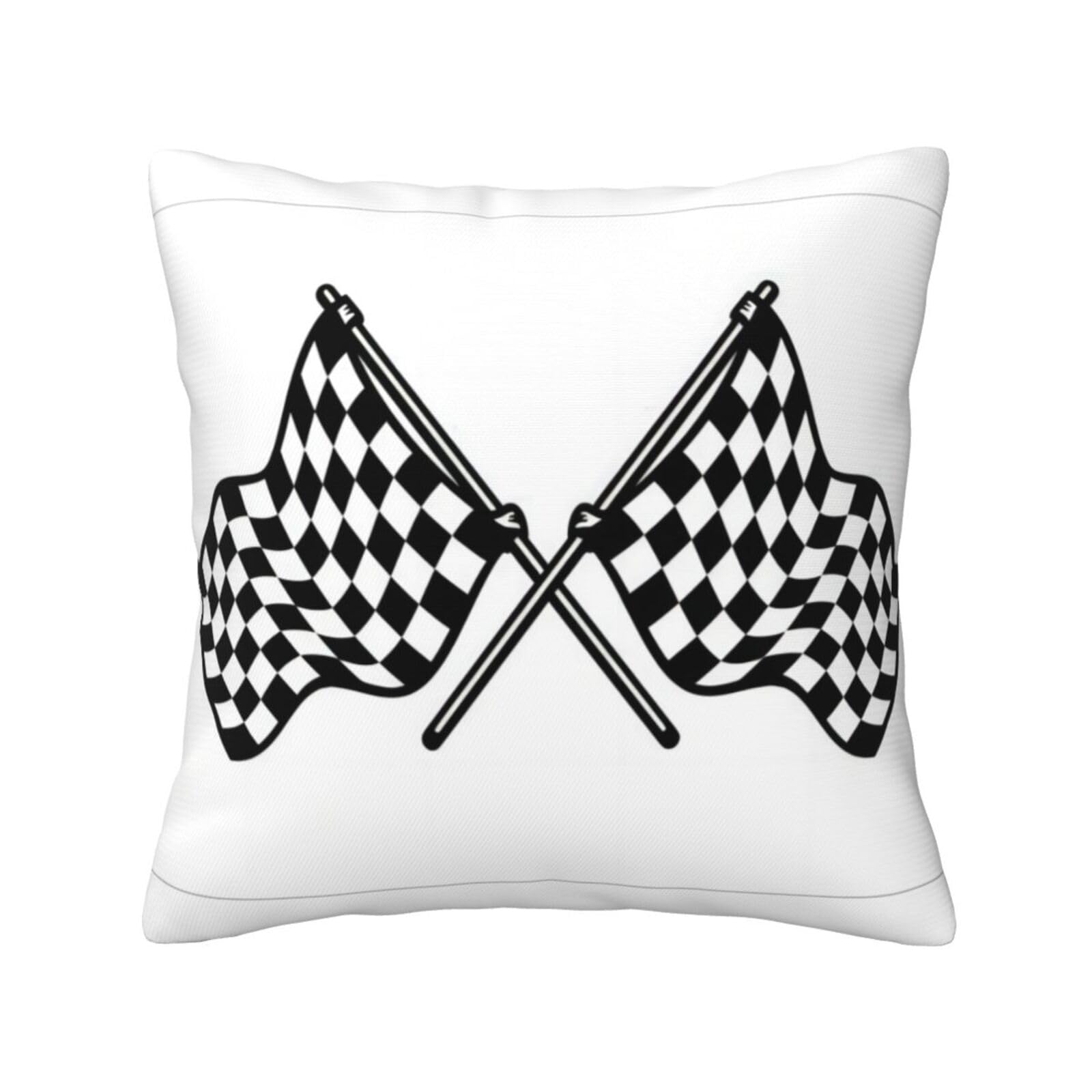 BLWSLC Checkered Flags Race Flag Printed Pillowcases, 20"X20" Decorative Cushion Covers, Suitable For Sofas, Studies, And Living Rooms.