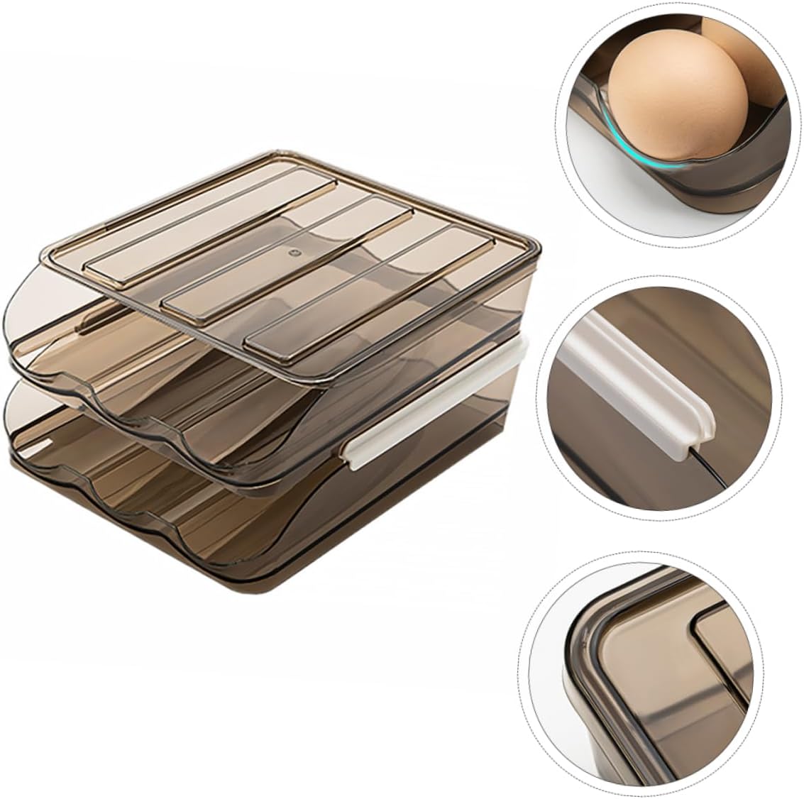 Roll-on Egg Tray 2 Layer Egg Storage Holder for Refrigerator Non-Slip Base Kitchen Organizer