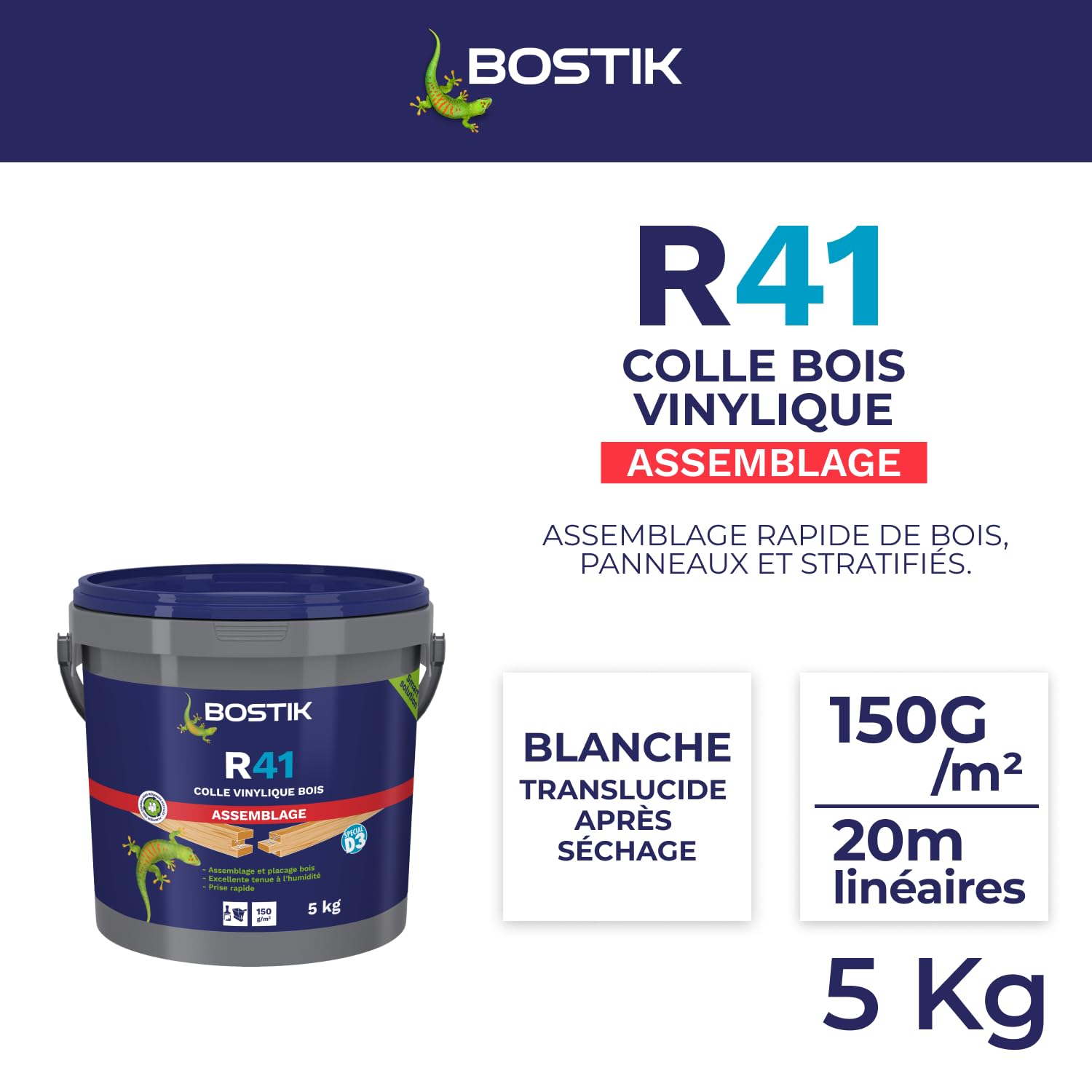 Colle vinylique R 41 prise rapide seau de 5 kg