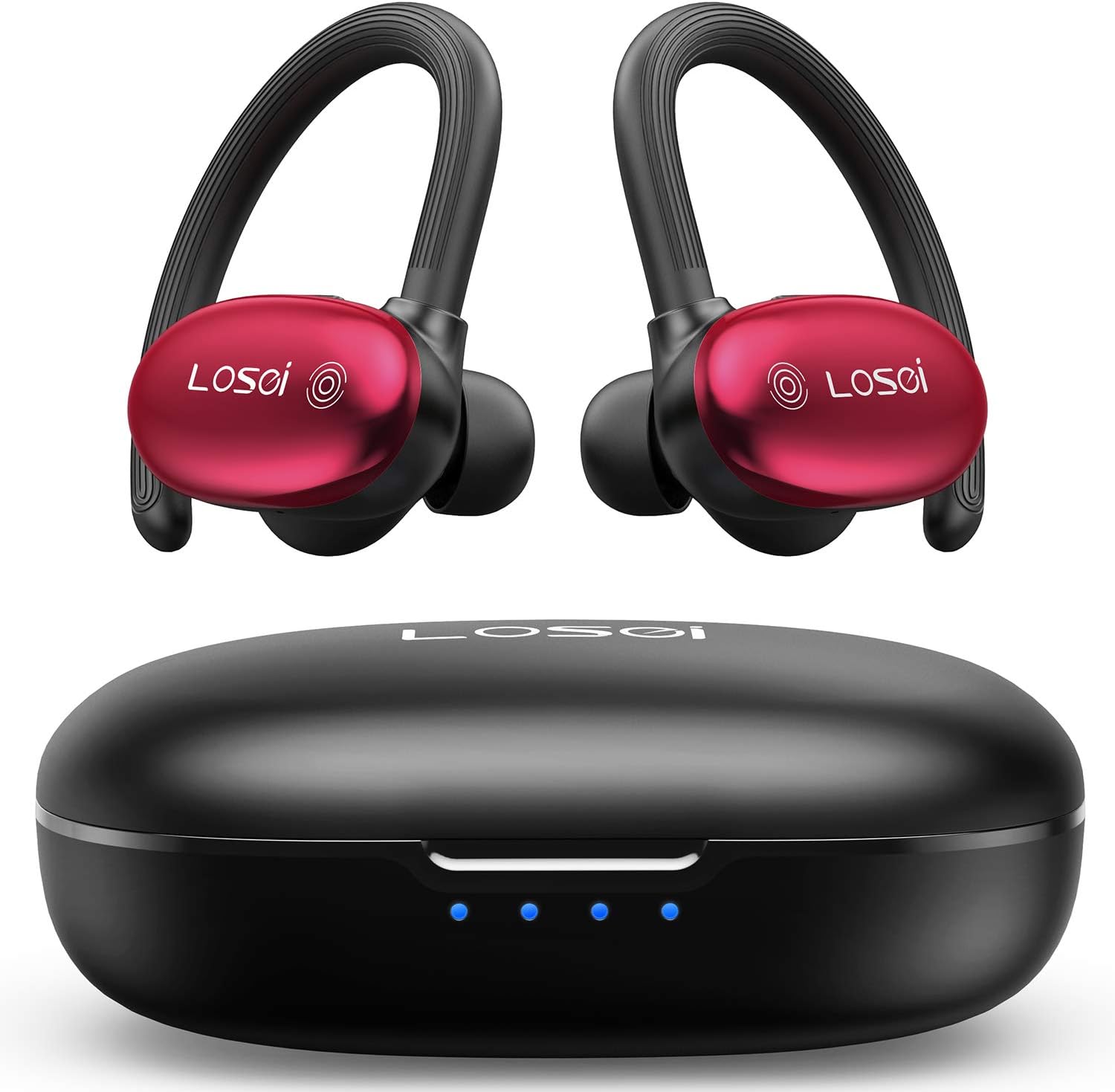 Wireless Headphones, Losei Bluetooth 5.0 Sports True Wireless Earbuds Touch Control Earphones Bass Stereo Sound TWS Earhooks Headset with Charging Case & Mic for Running/Working Out/Gym