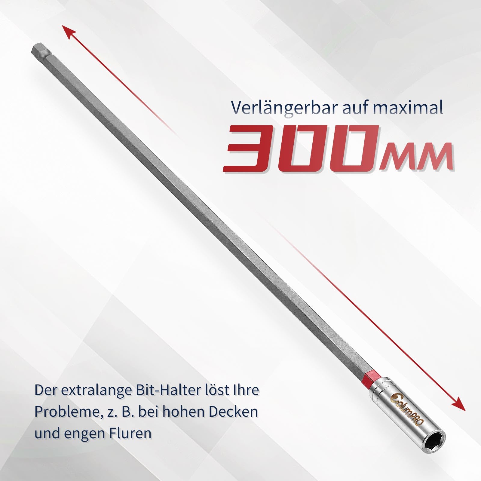 Lot de 2 porte-embouts extra longs 300 mm – Tige hexagonale 1/4" en acier S2 – Extension d'embout magnétique pour visseuse à percussion et visseuse sans fil – Idéal pour les perçages profonds
