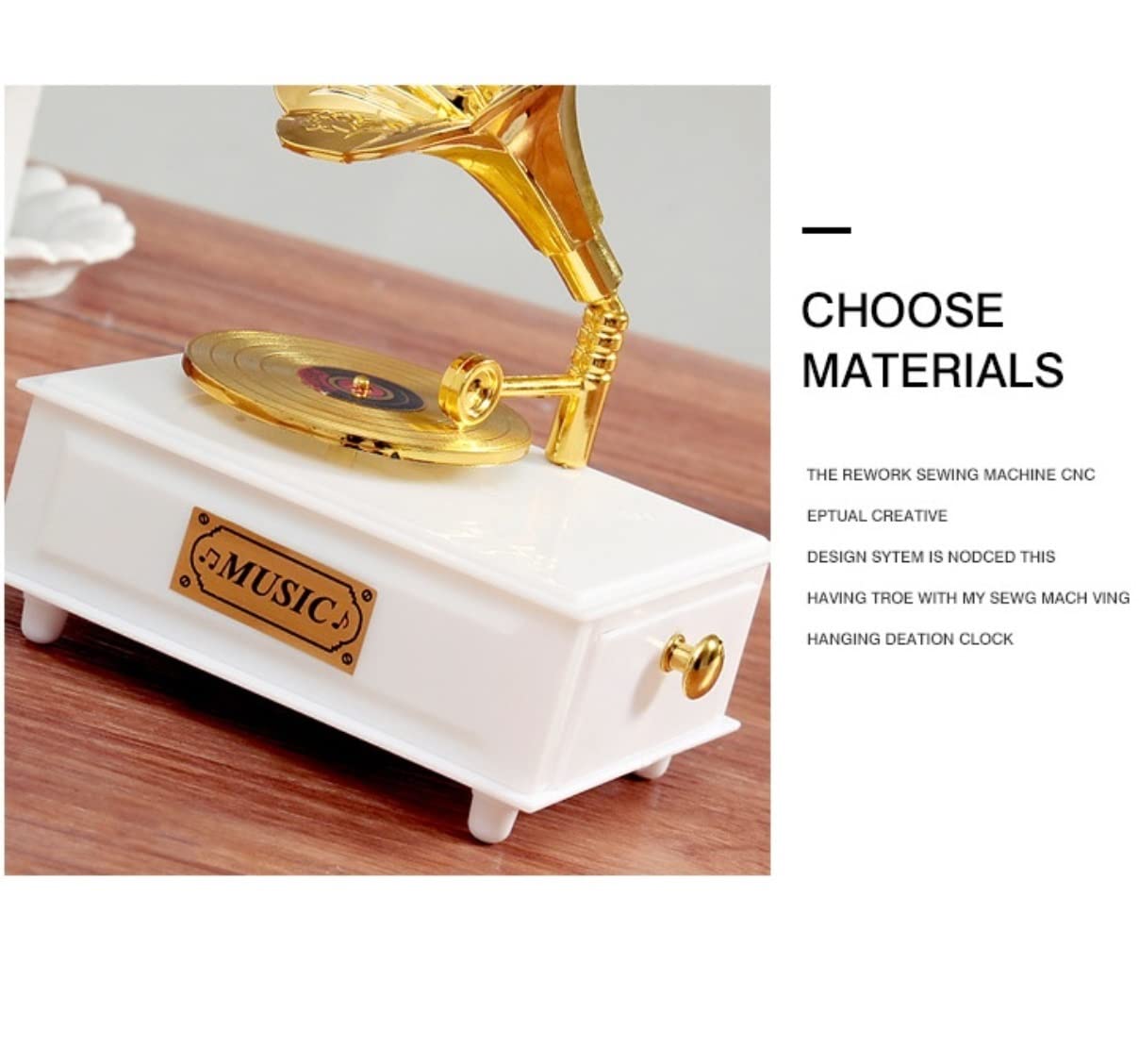 Caja de música Caja de música para fonógrafo de Discos de plástico Caja de música para Almacenamiento de Joyas para decoración Cumpleaños Caja Musical navideña para la Familia (Co