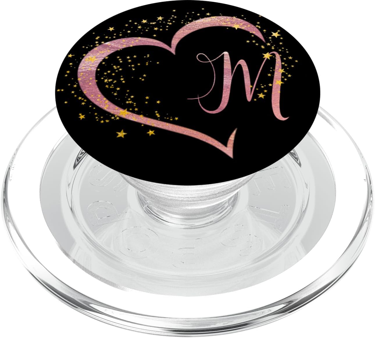 Letter M Initial Rose Pink Heart Monogram PopSockets PopGrip for MagSafe