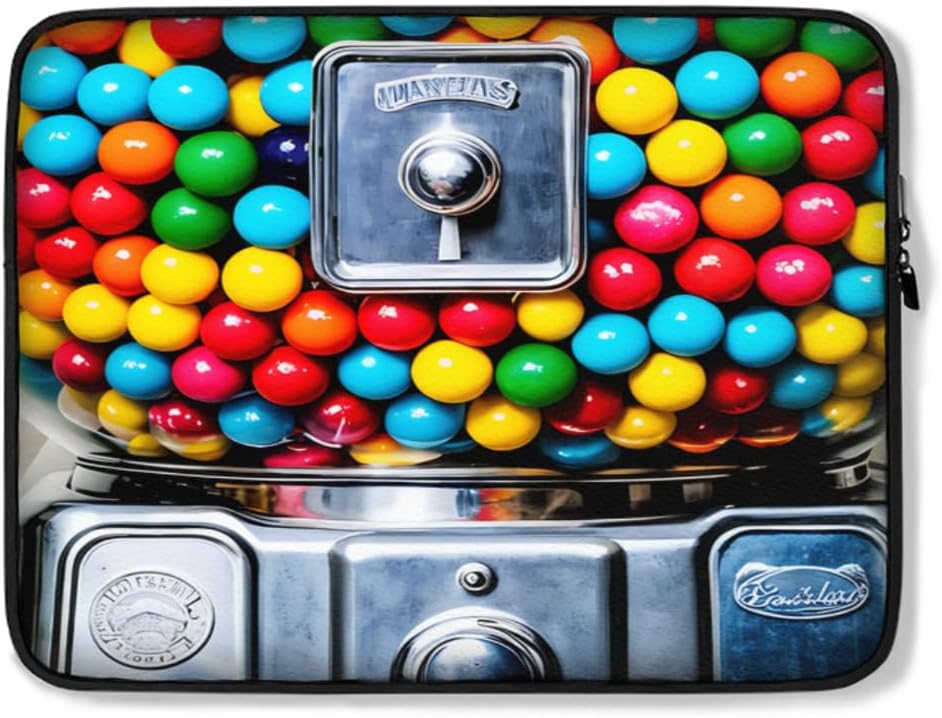 Neoprene Sleeve Case Bag for MacBook/Tablet/Laptop/Notebook Computer 10-17" inches Up Close Gumball Machine Cute Novelty Flat Print Design Carrying Cover