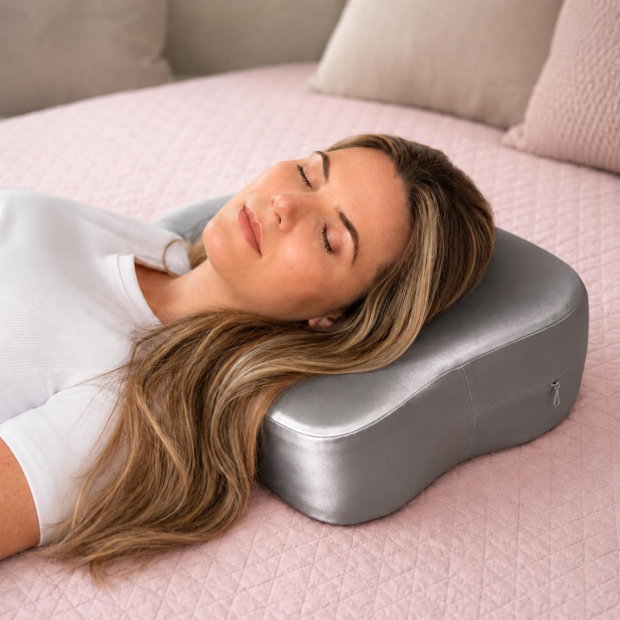 Seiden Kissenbezug 30x50 cm aus 19 Momme, hellgrau, passen für Blackroll Recovery Pillow