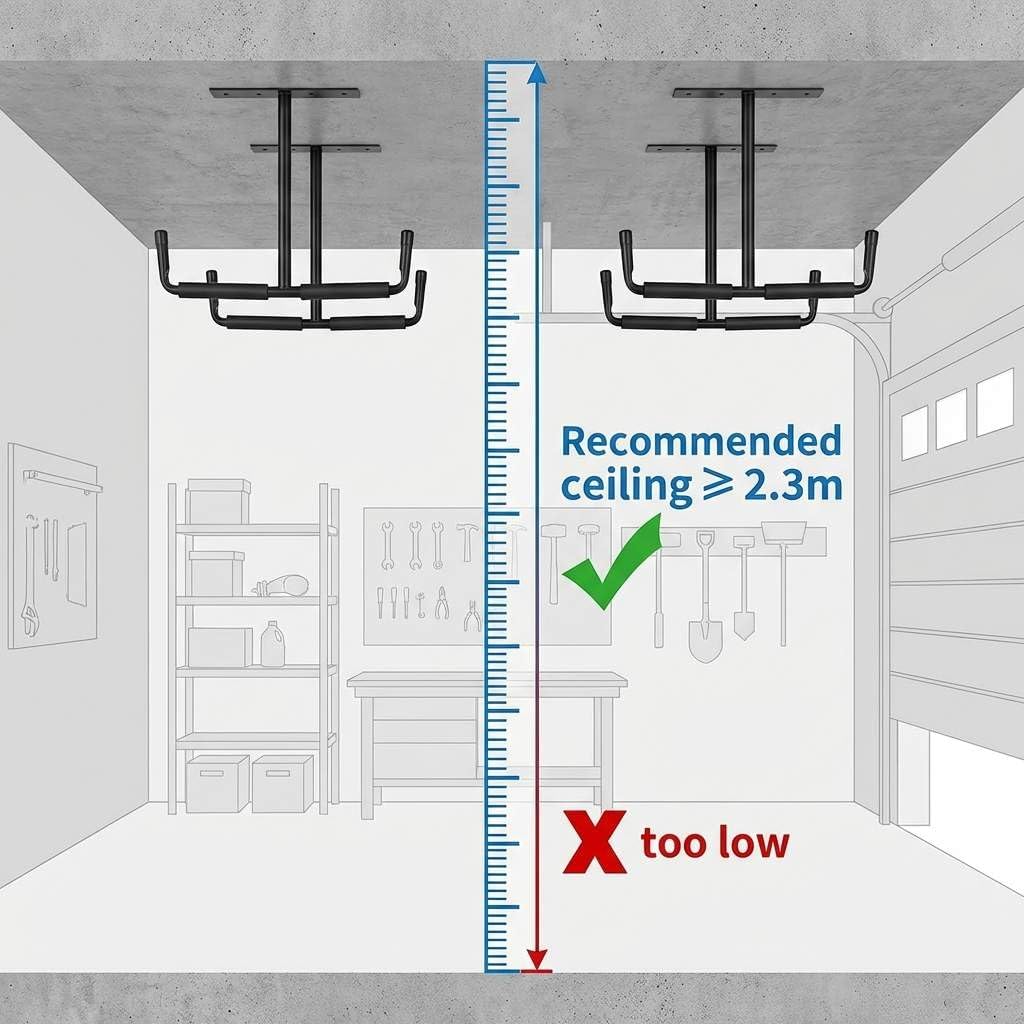 QWORK Overhead Ceiling Hooks Rack – Heavy Steel Storage Hangers for Garage, Workshop & Basement