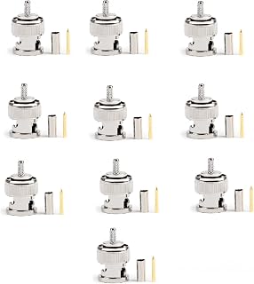 Areyoushop 10Pcs BNC Male Plug R F Straight Crimp Adapter for BNC Coaxial Type: RG174 RG316 RG179 LMR100 Cable