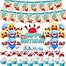 Crab Birthday Party Supplies Crab Party Decorations Includes Crab Happy Birthday Banner Cake Topper Cupcake Toppers Balloons for Crab Party, Seafood Party, Ocean Party