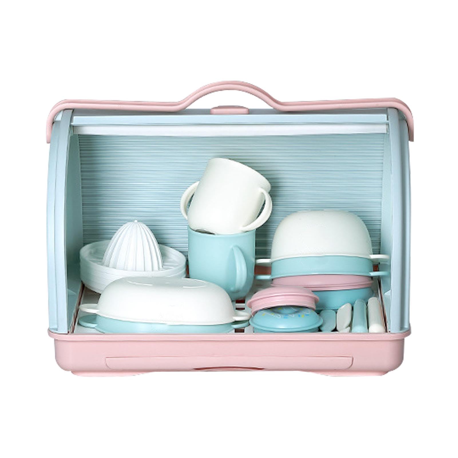 Serlium Boîte De Rangement Pour Biberon, Protection Anti-Poussière Egouttoir Biberon Bebe Et Couverts Pour Bébé, Pour La Maison, La Cuisine, Les Voyages, L'extérieur(Vert Blanc