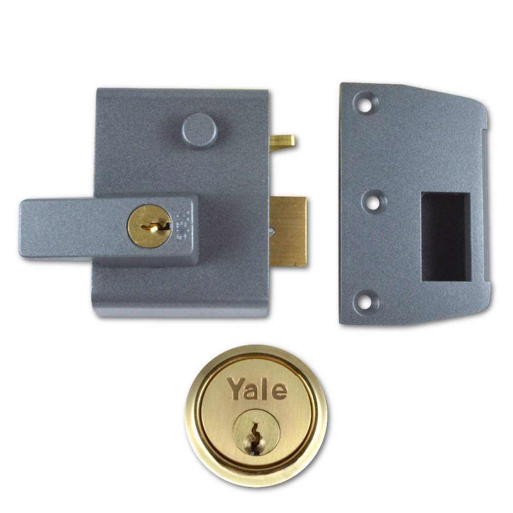 Yale P-2-Dmg-Pb-40 High Security Double Locking Nightlatch 40Mm Brass Cylinder Case Grey