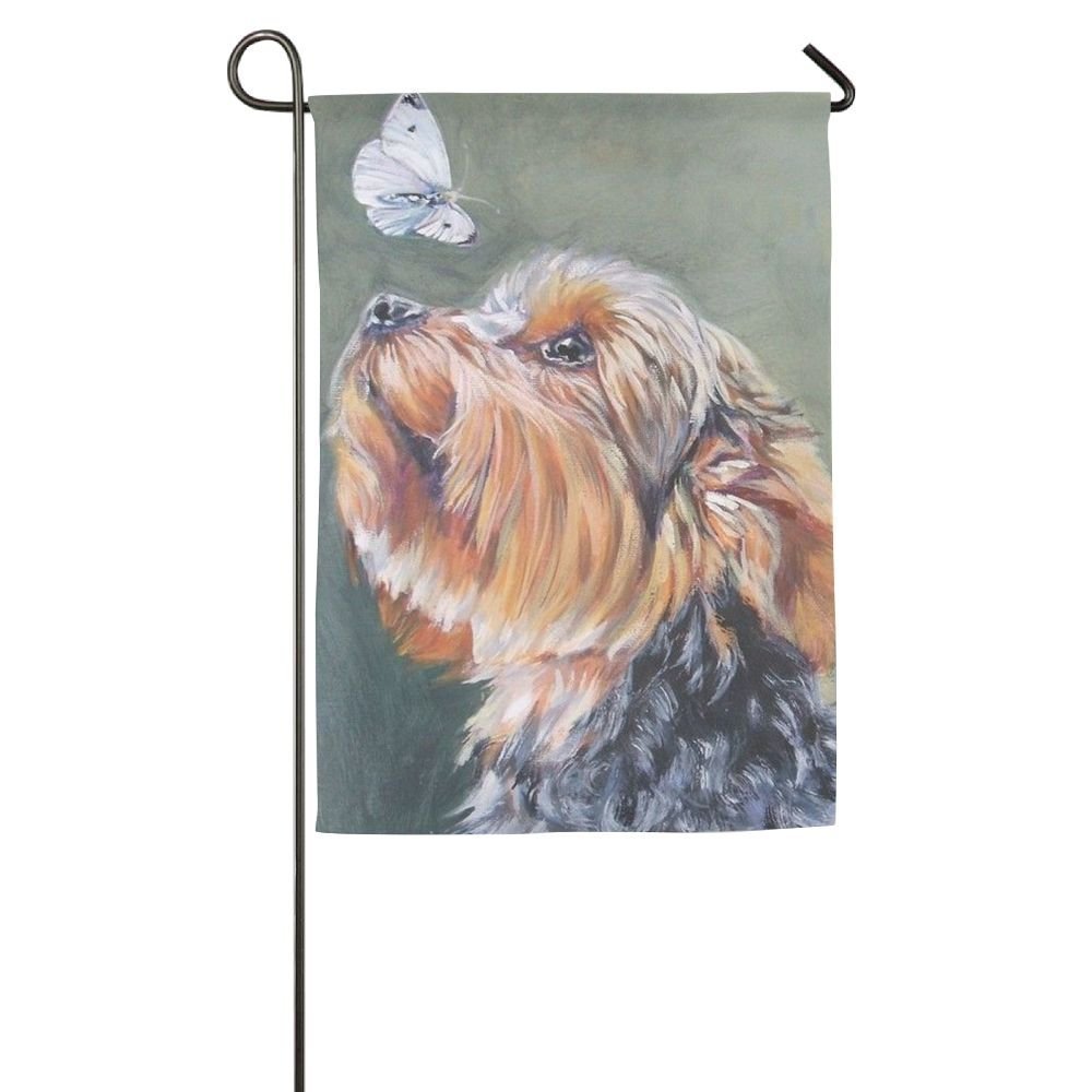 Garden Flags QQshiqI Initial Yorkie Dog Animal Funny Porch Yard House Garden Flags 12.5 x 18 Semi Transparent Polyester Fiber Emblemize