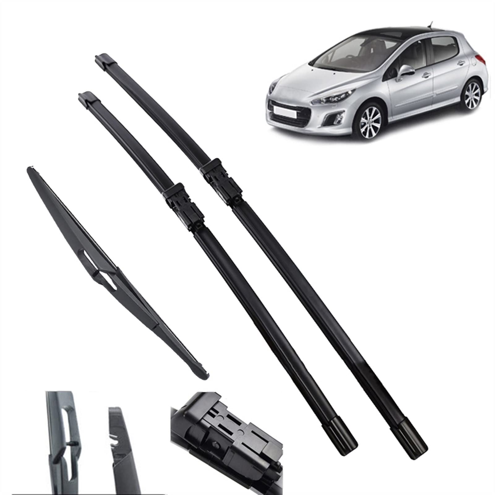 Essuie-glace Peugeot 308 T7 fini le pare-brise flou avec le kit complet 30" 26" 12"