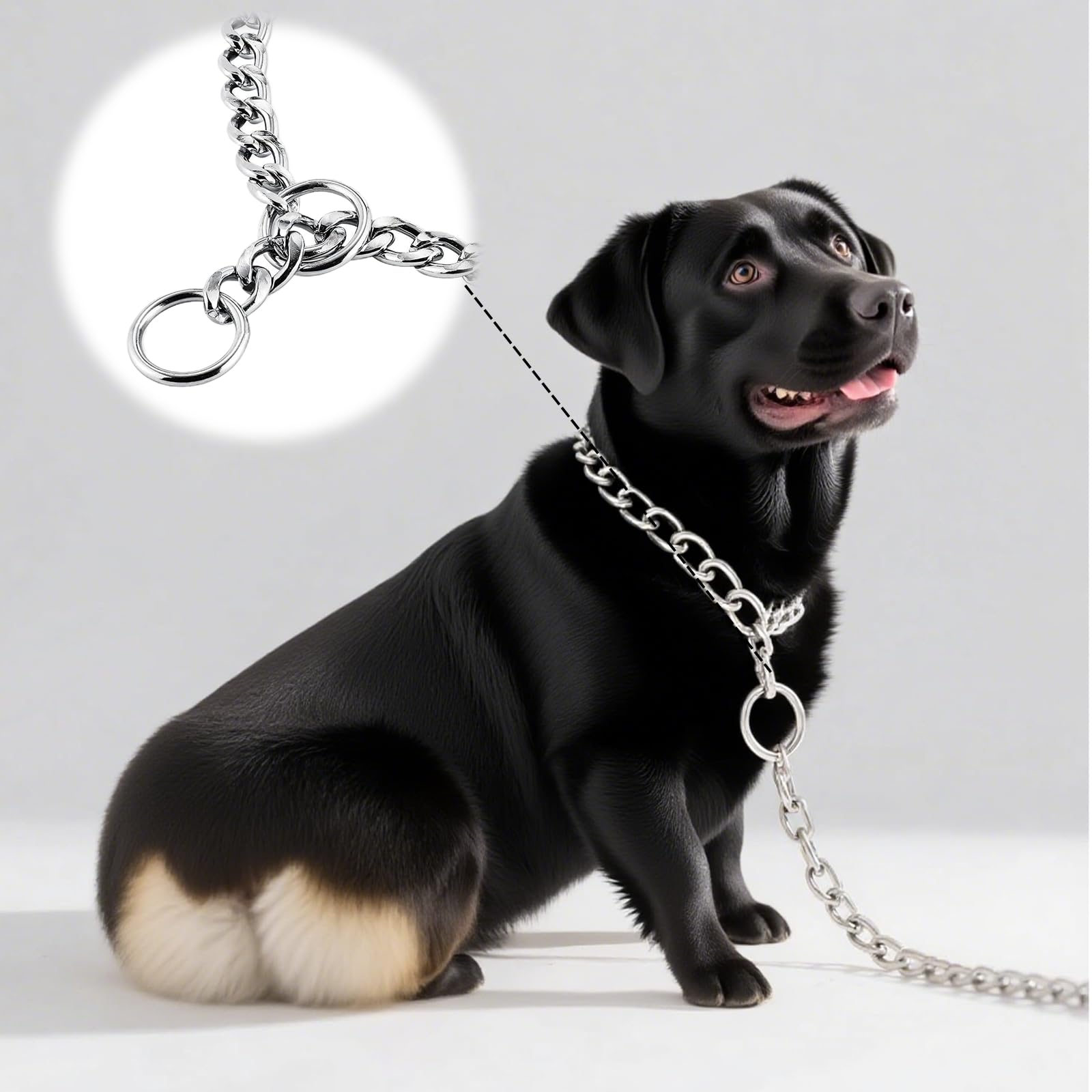 Metal Choke Chain for Dog,Strong Dog Choke Chain Anti Chew Training Collar Chrome Plated Adjustable Silver Metal Necklace for Pet Outdoor Training Small Medium Large Puppy(3.5MM*60CM) - Image 3