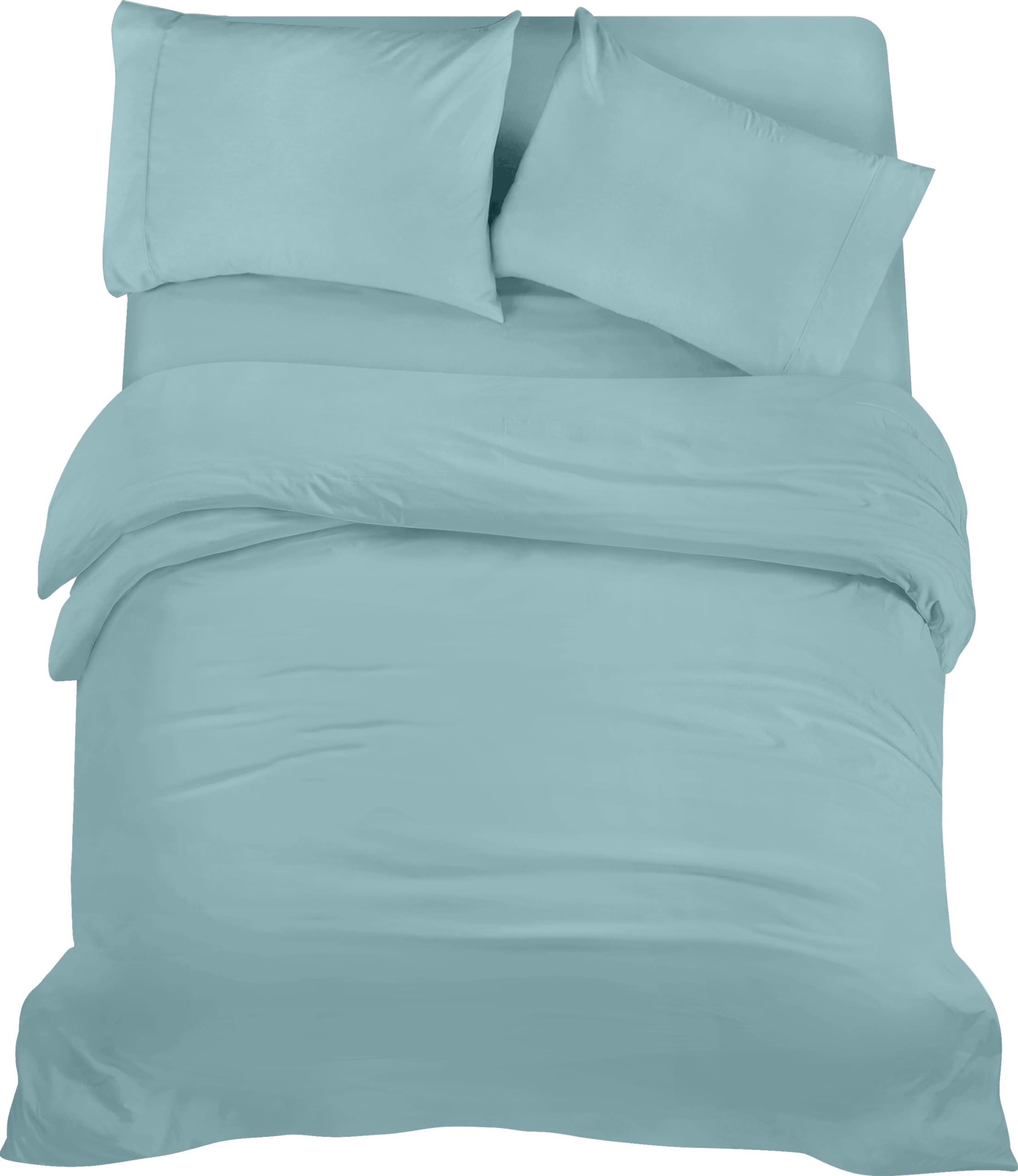 Utopia Bedding 4 Piece Double Bedding Set - Duvet Cover, Fitted Bedsheet with Pillow cases - Soft Brushed Microfiber (Spa Blue)