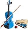 Acoustic Violin, Solid Wood Fiddle with Bow Case Rosin, Stringed Musical Instrument Violin for Beginner (1/4-Brown)