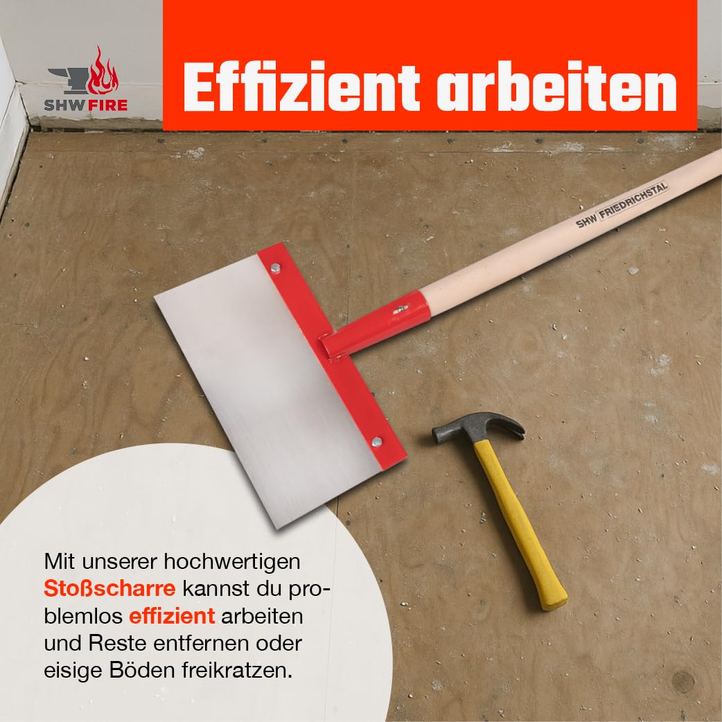 SHW-FIRE Stoßscharre 300mm Federstahlblatt, 1,0 mm stark mit 130cm Stiel