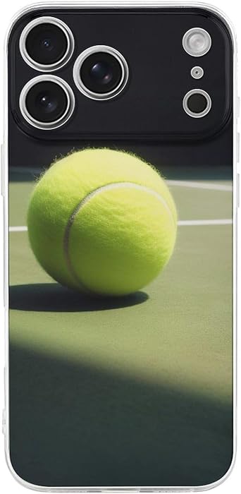 Tennis Ball Print Phone Case for iPhone 17 Pro Max with Shockproof TPU Protection, Wireless Charging Compatible, and Anti-Yellowing, Clear Edge