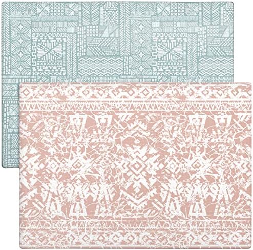 Cushmat Soft Stylish Reversible Foam Floor mat – Baby Play Mat |Play mat for Toddlers | Kids Play mat | Exercise Yoga mat | Non-Toxic, Waterproof, Durable, Easy-to-Clean | Large Teal – Pink