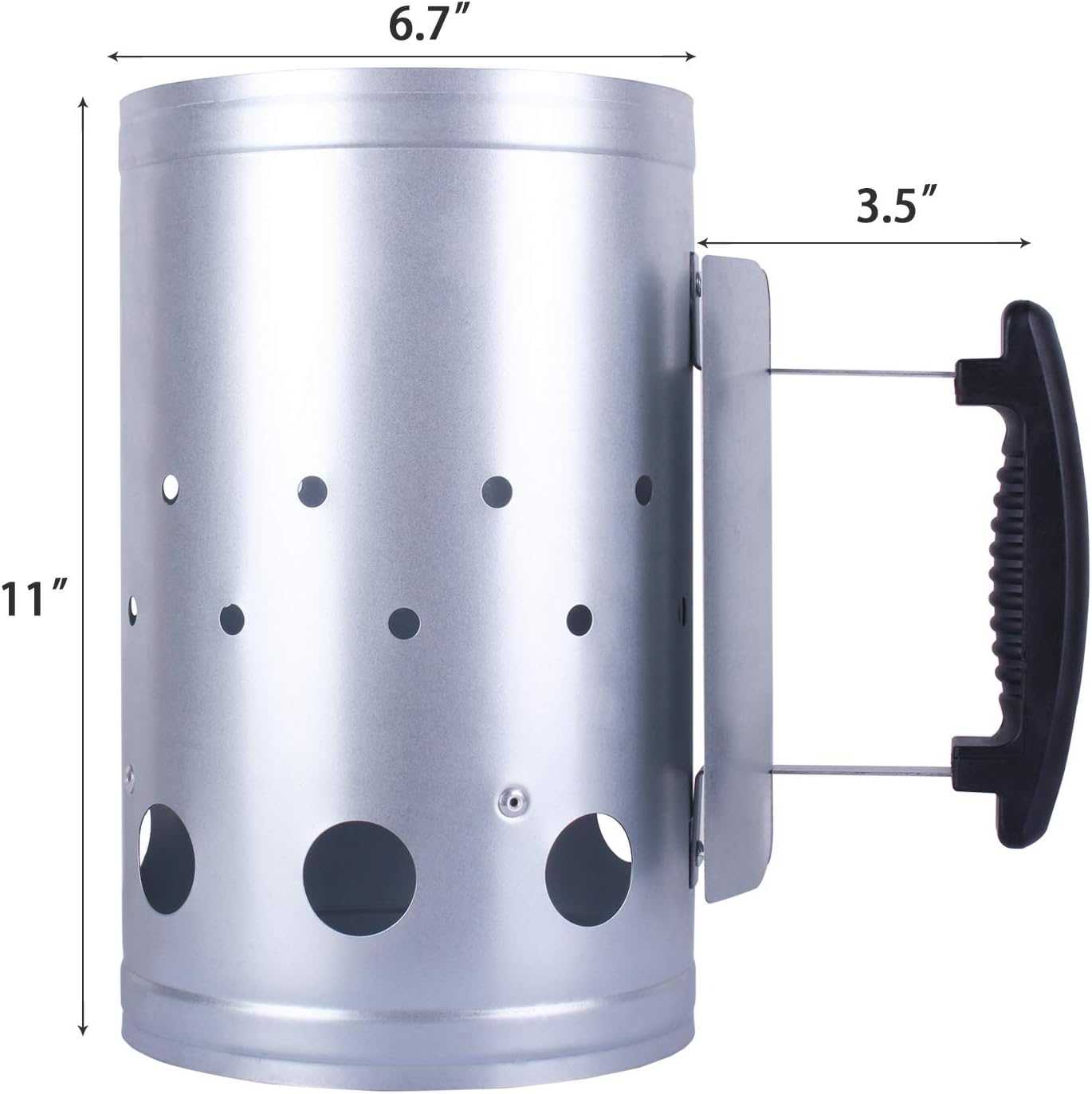 Eau Large Charcoal Chimney Starter, 11x7 Inch Chimney Starter with Set Fireplace Accessories for BBQ Charcoal Grill Briquette Coal Fire Starter Chimney, Quick Rapid Fire Briquette Charcoal Starter