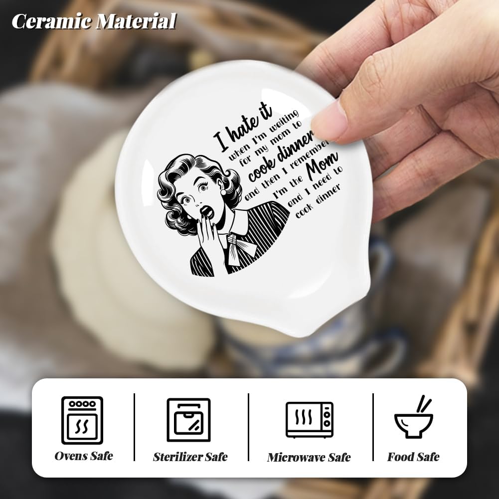 ANATTASOUL Retro Girl 2Pcs Ceramic Spoon Rest for Coffee Bar