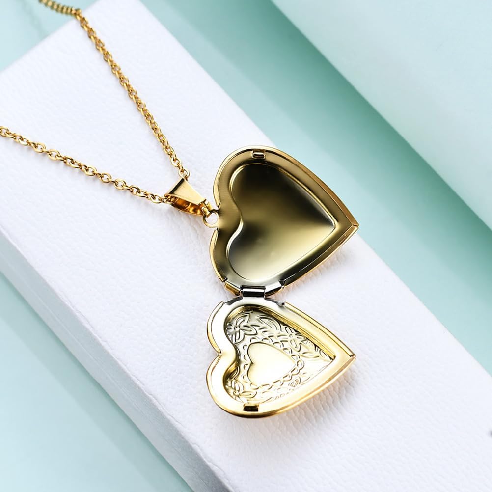 Heart Locket Necklace for Women Non Tarnish Gold Heart Pendant Stainless Steel Jewelry Gift - Image 4