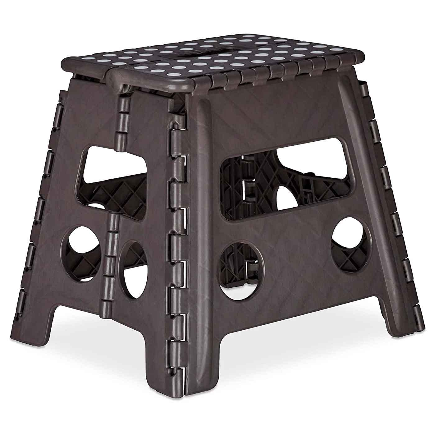 AC - Folding Stool - Made of PVC - Multi-purpose plastic - Sturdy and durable - Ideal for schools, nurseries or home - 29 x 22 x 32 cm - Black