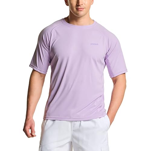 TSLA Men's Rashguard Swim Shirts, UPF 50+ Protection Quick Dry, Stretch Comfort Fit, Flatlock Seams, Outdoor & Water Sports