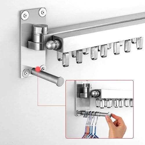 Miniatura 4 de Folding Clothes Hanger Holder, Stainless Steel Swivel Arm Hook Holder, Clothes Hanger System Drying Cabinet Storage Organizer Oil Rubbed Bronze Wall