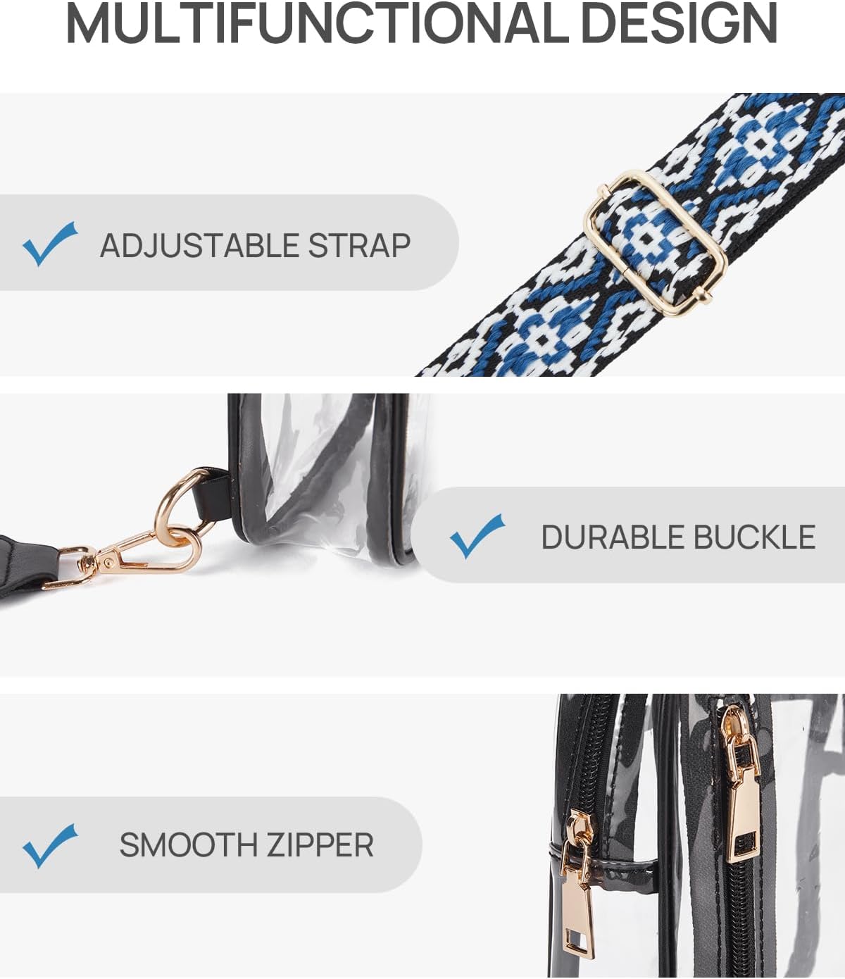 Telena Clear Bag for Stadium Events Women's Clear Purses for Women Stadium Crossbody Bag | Stadium Events, Clear Purses, Women, Stadium - Image 5