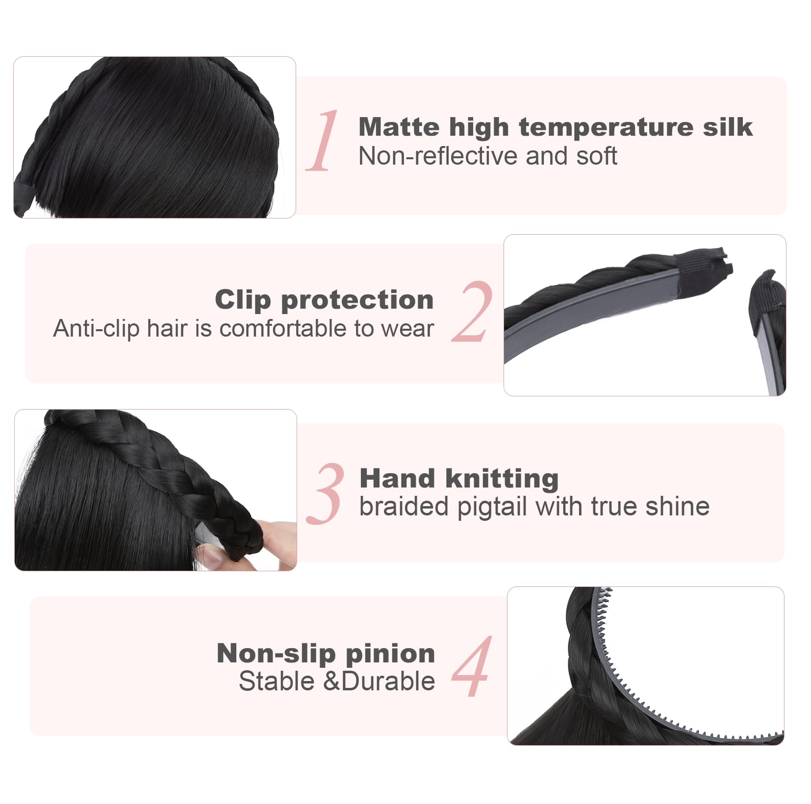 S-noilite Headband with Bangs, Front Hair Bangs Wigs Headband - Image 3