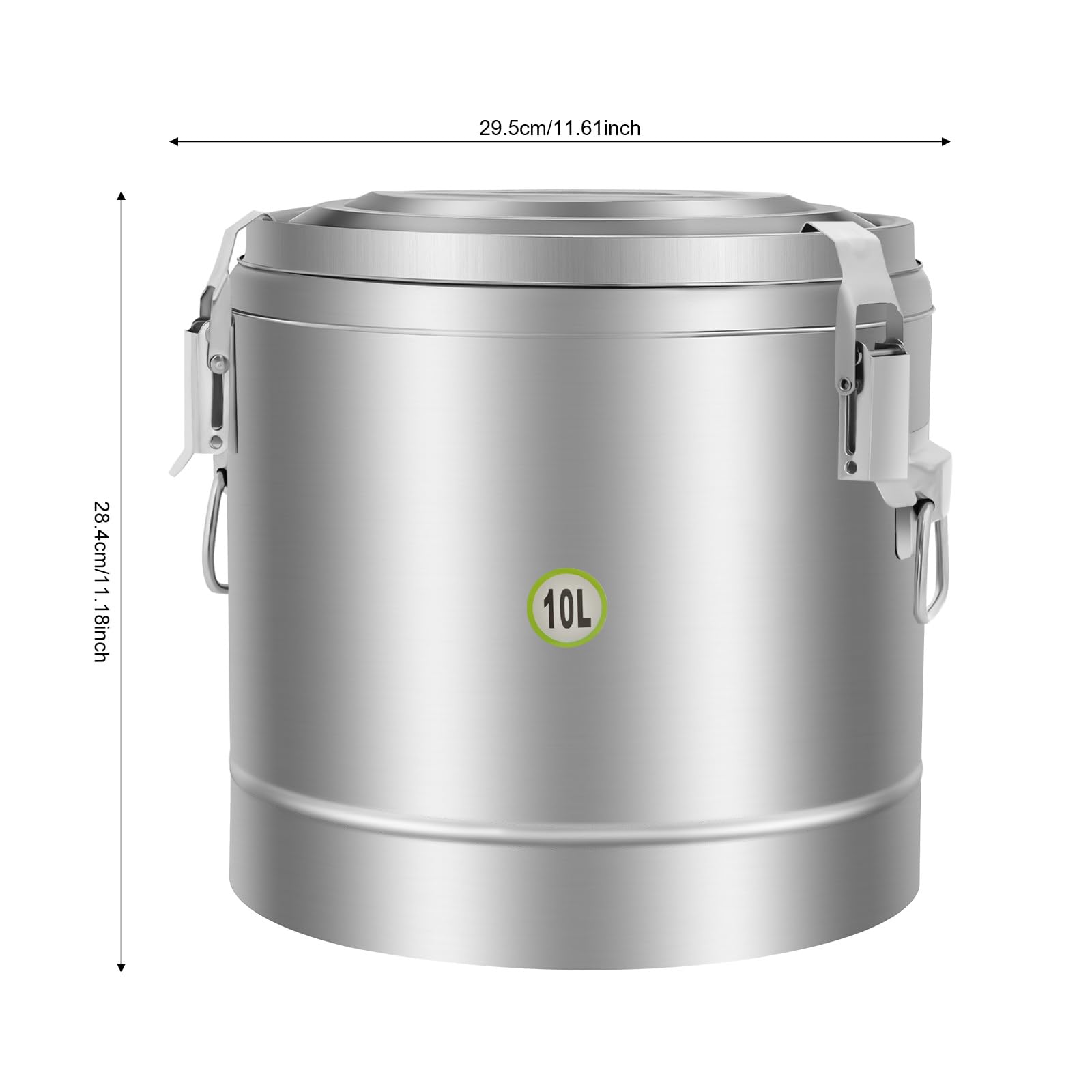 Contenitore termico professionale, 10/20/30 l, ermetico, in acciaio inox, con coperchio e chiusura di serraggio, per pasta, zuppe, cereali, grande contenitore termico per cibo (10 l)