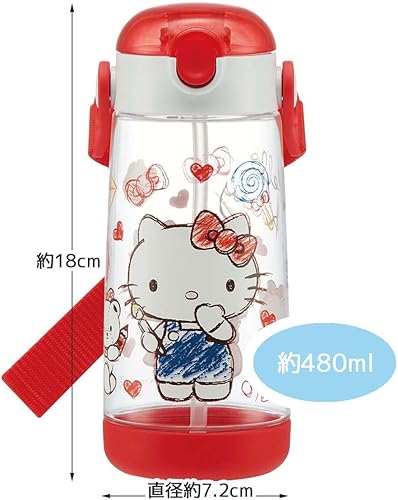 Miniatura 7 de Skater PDSH5 Sanrio Hello Kitty - Botella de agua para niños con popote, botella transparente, 16.2 fl oz (16.2 fl oz), silicona, niñas