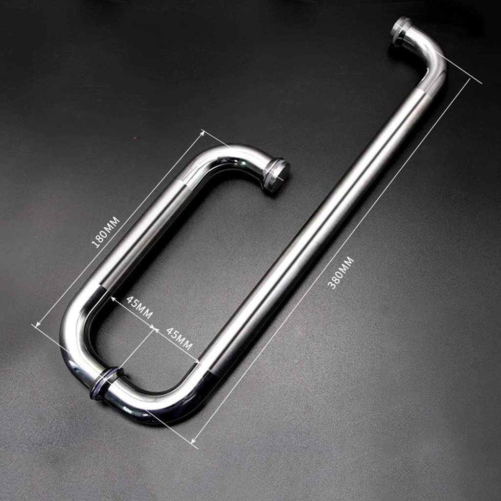 Glass Door and Window Handles Shower Door Handle 304 Stainless Steel Shower Door Handle Replacement Shower Bath Door Handle - Hole Distance 380mm+180mm Handle Sets