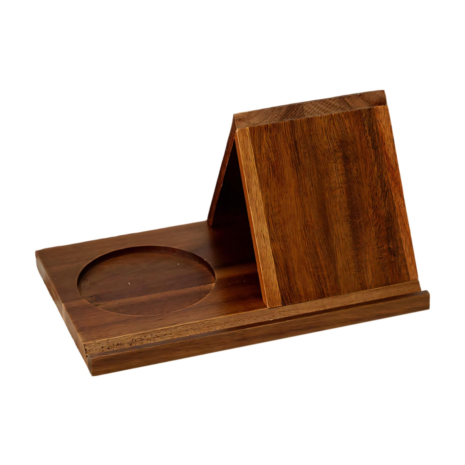 ordinarYone Triangular Wooden Bookstand with Drink Tray Multifunctional Reading Stand Desktop Organiser for Textbook Phone Tablet