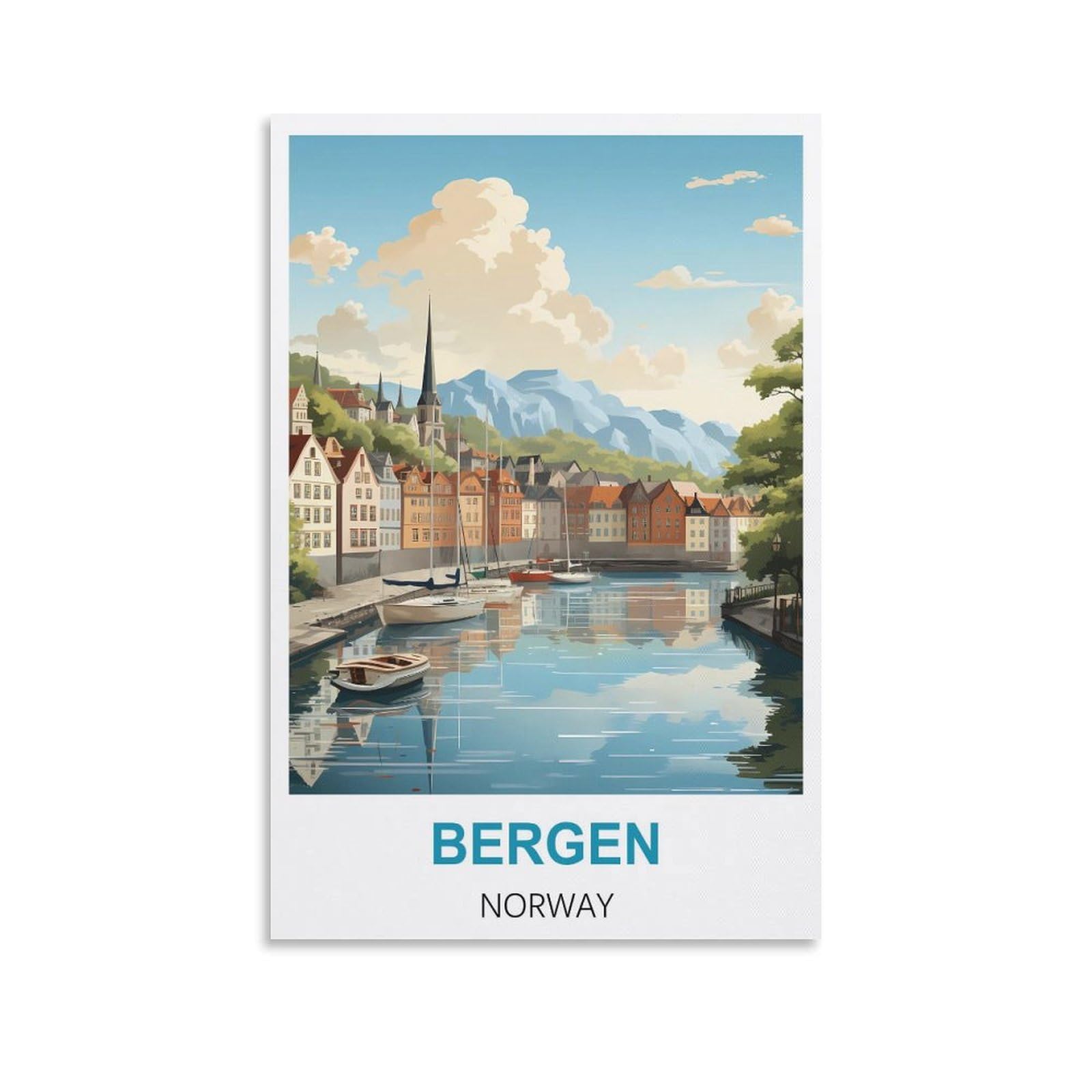 EZMLFA DIY 5D Diamond Painting Kits for Adults,Bergen Norway Crystal Rhinestones Art Craft for Beginners DIY Home Wall Decor Gift 50x60cm