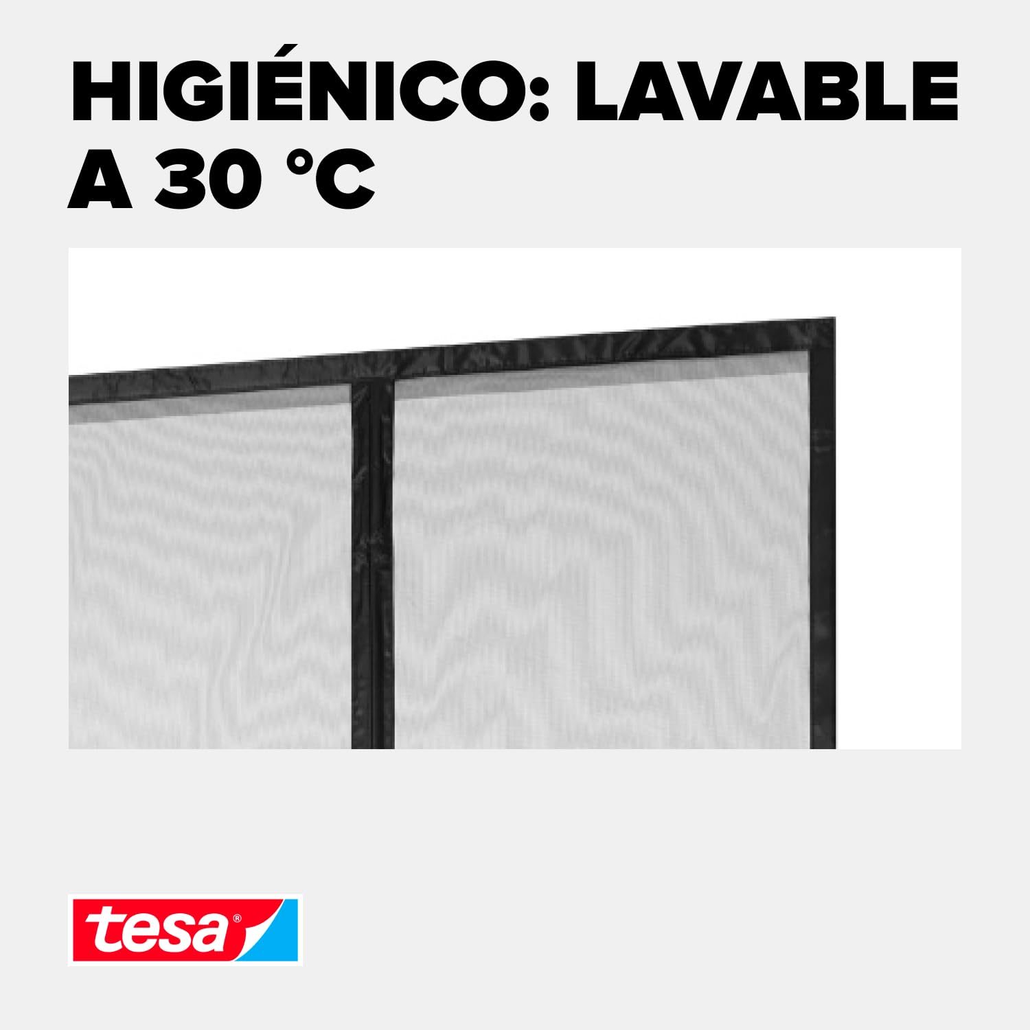 tesa Insect Stop - Cortina Mosquitera Magnética con Cierre Automático - Malla Protectora Contra Insectos para Puertas de Balcón y de Patio - Fácil Instalación sin Taladrar - 2,4 m x 1,2 m