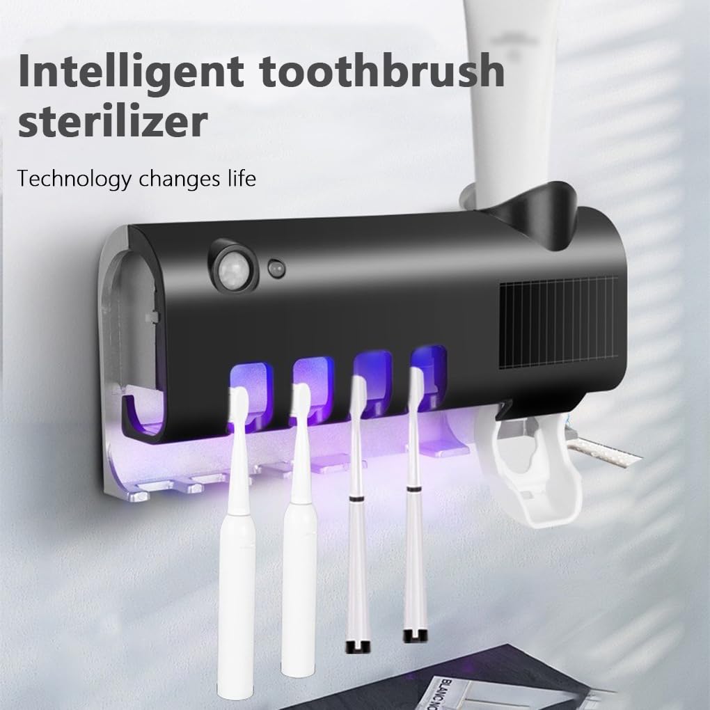 Set di 5 supporti intelligenti per la pulizia dello spazzolino da denti a induzione con supporto per spazzolino da denti senza punzonatura, dispenser di dentifricio, accessorio organizer bianco