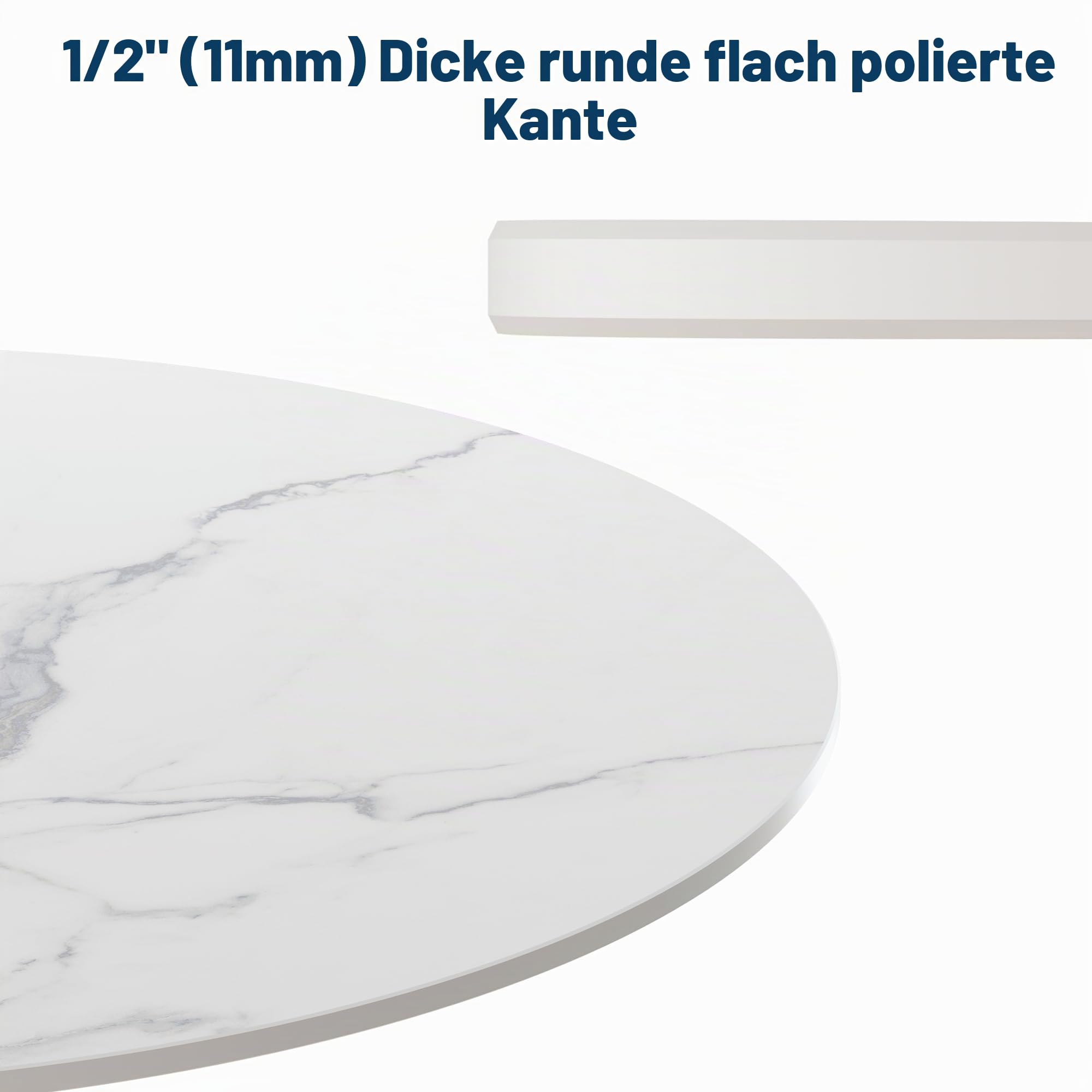 ZL ZELing Runde Tischplatte aus gesintertem Stein, 60 cm, Ersatztischplatte für drinnen und draußen, hitze- und kratzfest, wasserdicht, Keramik, DIY-Desktop, Terrasse, Balkon, Bistro, Café und