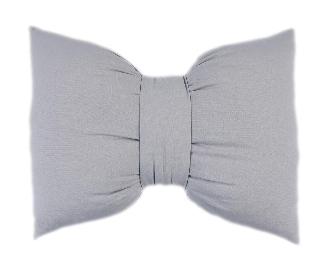 Ewindy Handmade Home Decor Bow Pillow Solid Color Sofa Cushion Napping Cotton Bow Pillow Car Waist Pillow Washable Pillow (Light Grey, Small)