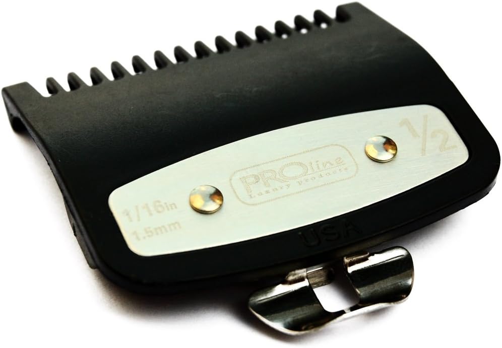 Professional Line Attachment Comb With Metal Fitting Cutting Guide 1/2 1.5mm Fit - Super Taper, Chromepro, Balding, Magic 5 Star and other standard full sized clippers