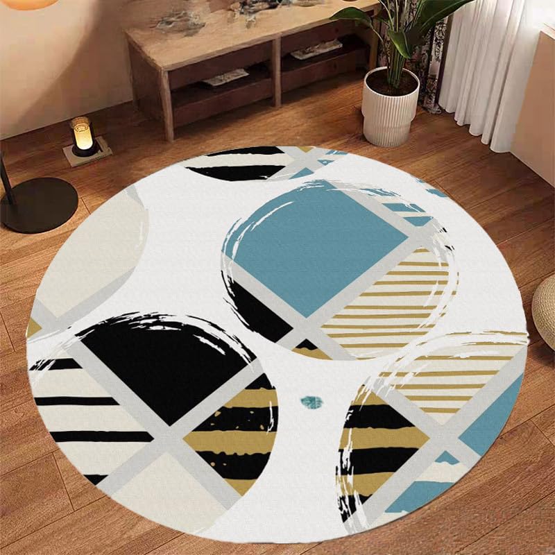 Alfombra redonda moderna de 140 cm multicolor para dormitorio y salón
