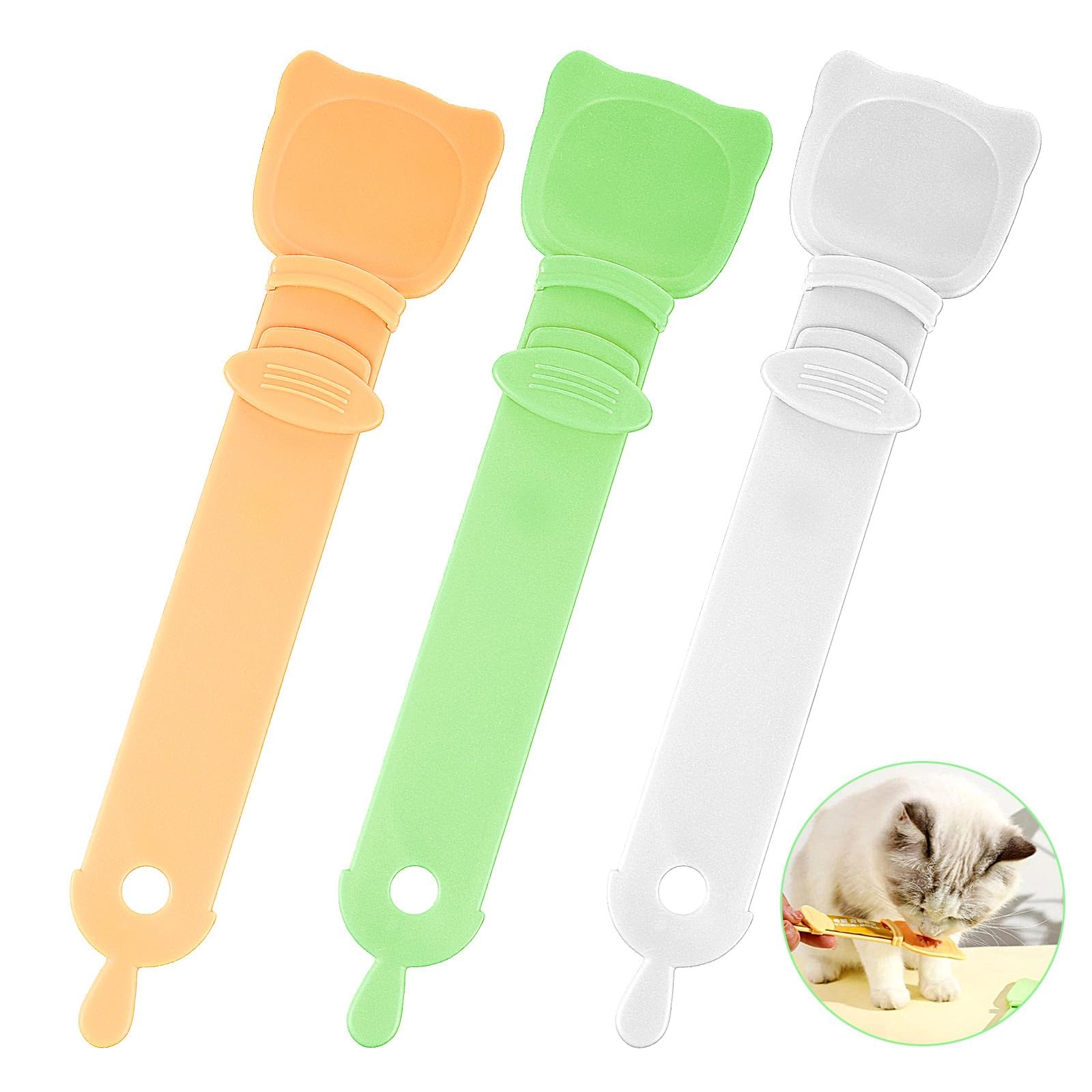 SIMAIT Cat Treat Spoon, Cat Strip Feeder and Pet Food Mixing Spoon,New Cat Treat Spoon Squeeze,Cat Sliding Dispenser for Wet Food,for Wet Food and Liquid Snack