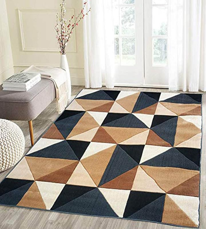 Image of Soft Premium Multi Color Carpet 5x7 ft - Washable, Anti-Skid, Fade-Resistant Acrylic Rug for Living Room, Hall, Bedroom, Modern Decor