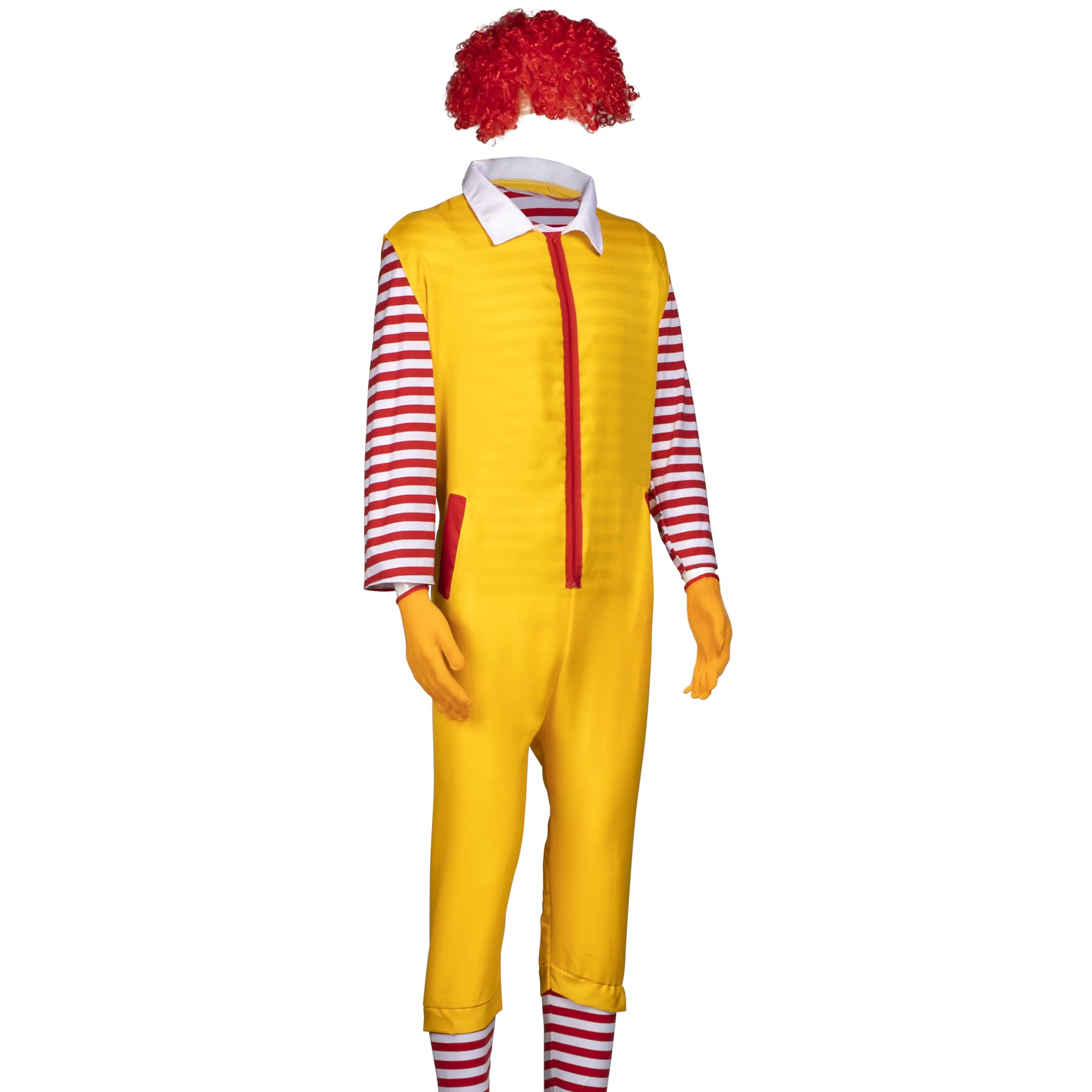 Set di 4 pezzi per costume da clown di Halloween per adulti, parrucca, vestiti e guanti inclusi, costume per carnevale e cosplay