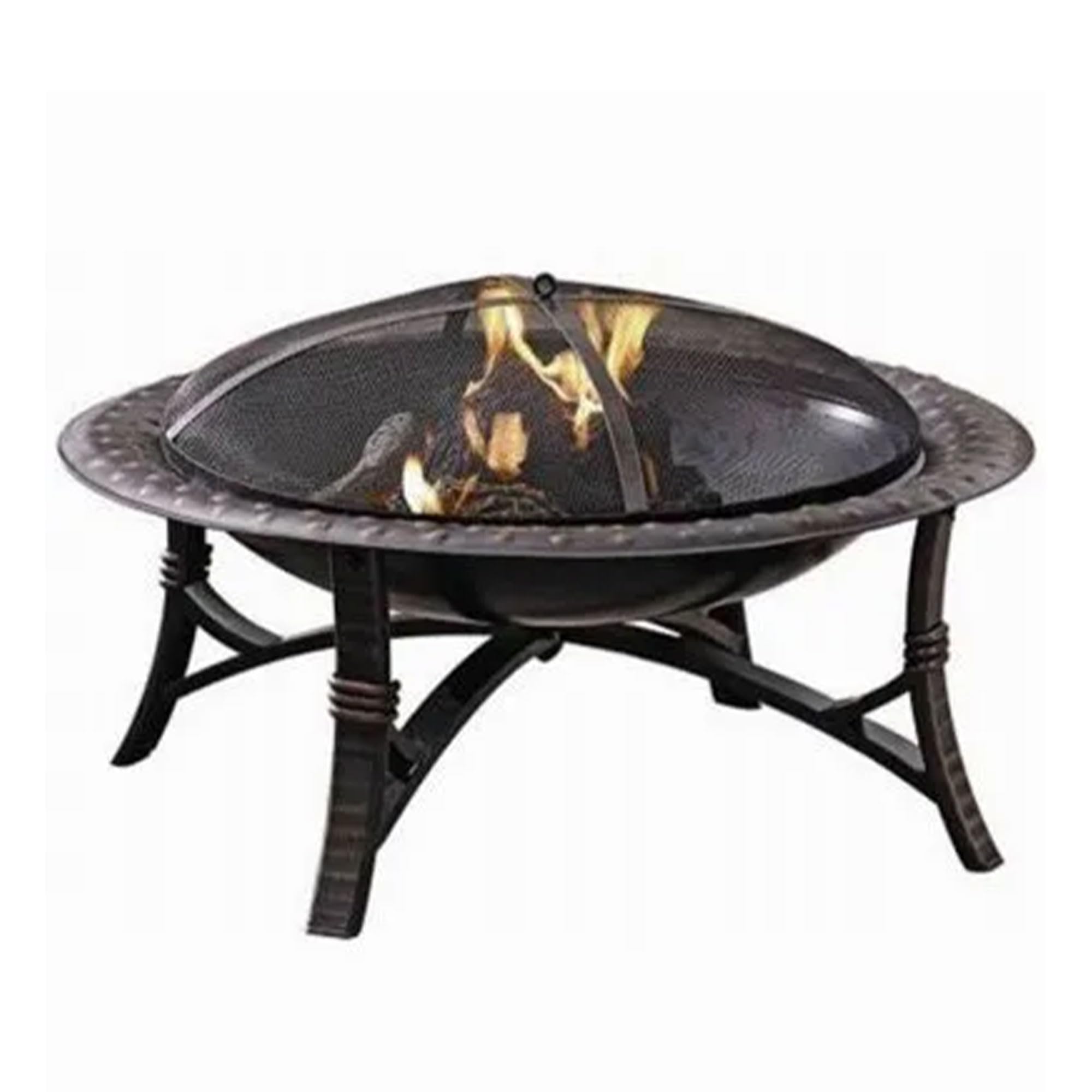 Outdoor Fire Pit with Safety Screen and Fire Grate, 35"