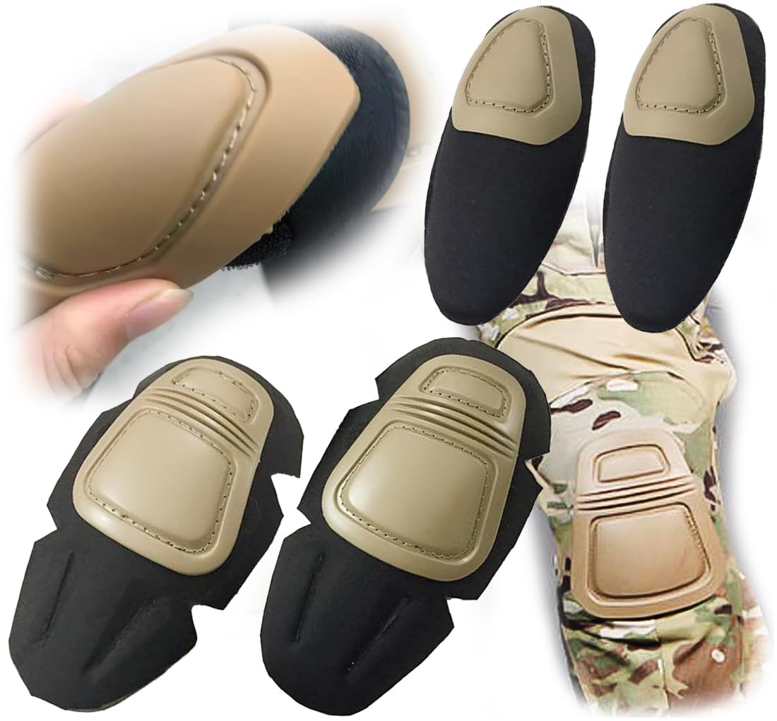 ATAIRSOFT WorldShopping4U Militaire Paintball Elbow Knee Pads Airsoft Combat de Protection Set Équipement de sécurité (DE)