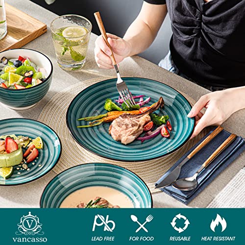 vancasso-Bonbon-Green-Dinner-Set-24-Pieces-Stoneware-Dinnerware-Set-Handpainted-Spirals-Pattern-Ceramic-Combination-Set-with-Dinner-PlateDessert-PlateSoup-PlateBowl-Service-for-6