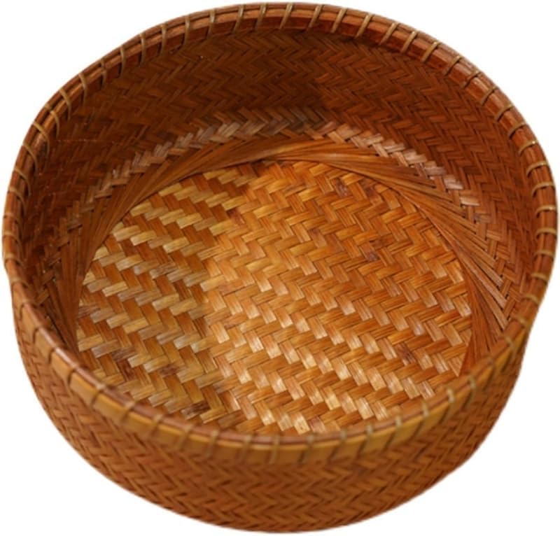 Zxyler丈夫で耐久性に竹細工収納バスケット バスケットの端は籐で細かく包まれ日常使用に便利 伝統的な竹細工技術を使用 さまざまな