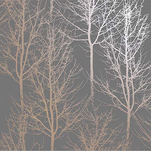Dark Grey Rose Gold Trees Wallpaper Metallic Shine Rhea Zandra Y�L